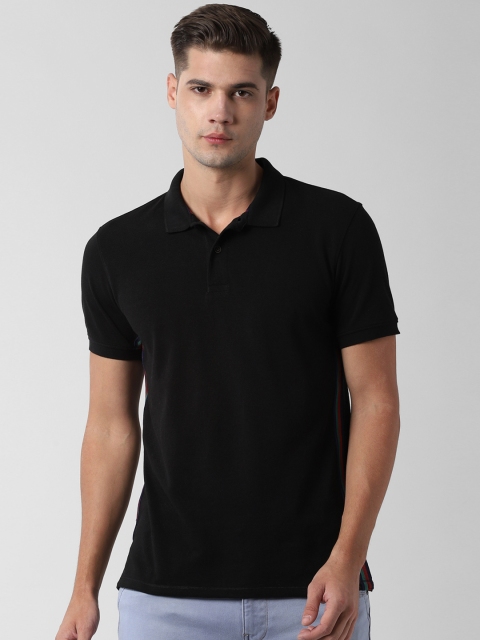 

Peter England Casuals Men Black Solid Polo Collar T-shirt