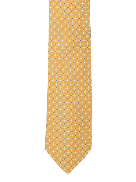

Louis Philippe Men Yellow Checked Silk Broad Tie