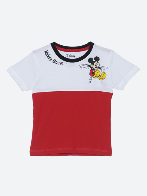 

Kids Ville Mickey & Friends featured White Tshirt for Boys, Red