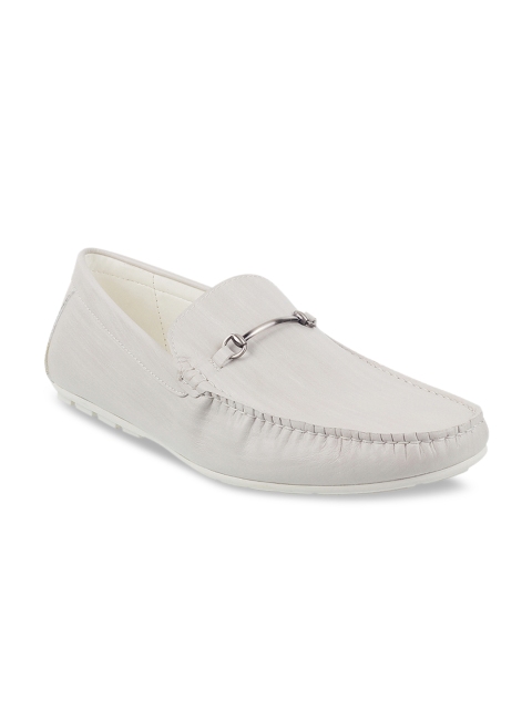 

Mochi Men Grey Leather Loafers