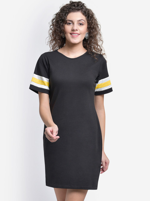 

Martini Women Striped Black T-Shirt Dress