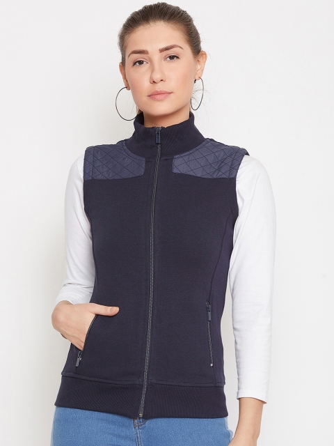 

PERFKT-U Women Navy Blue Solid Lightweight Bomber Jacket