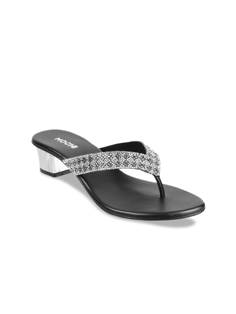 

Mochi Women Black & Silver-Toned Embellished Sandals