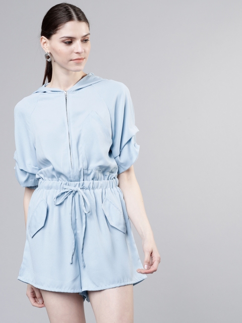 

Tokyo Talkies Women Blue Solid Playsuit