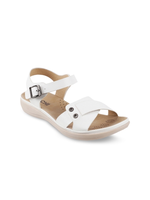 

Mochi Women White Solid Leather Heels