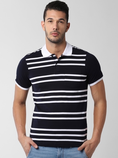 

Peter England Casuals Men Black Striped Polo Collar T-shirt