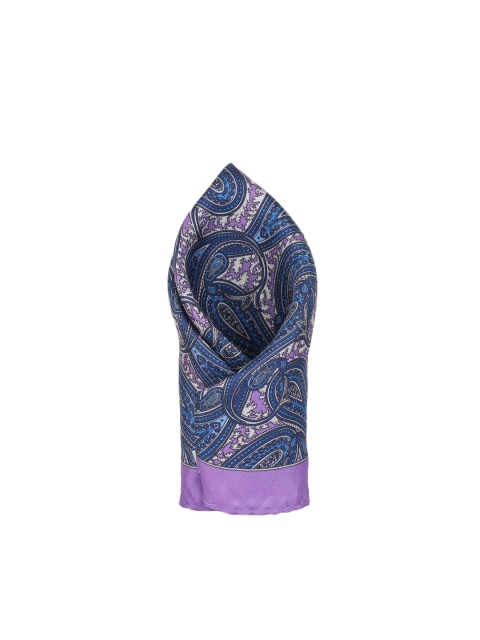 

Alvaro Castagnino Men Purple & Blue Paisley Printed Silk Pocket Square