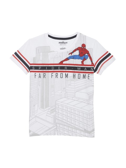 

Spider-man Boys White & Red Printed Round Neck T-shirt