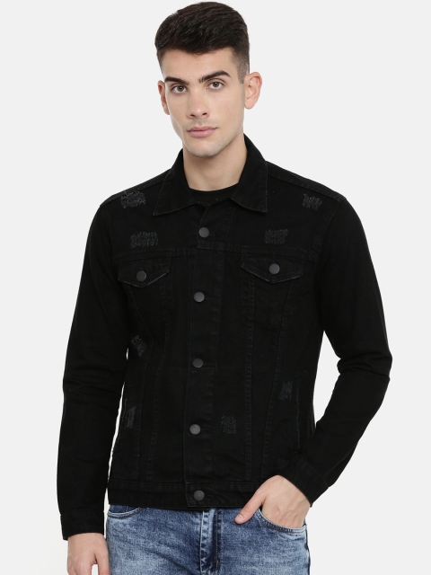 

CINOCCI Men Black Solid Denim Jacket