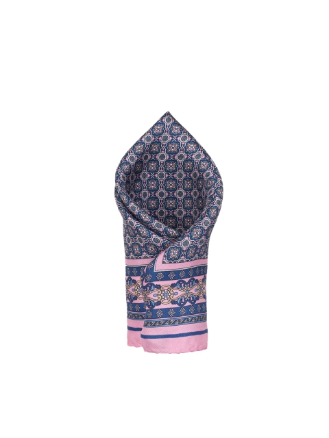 

Alvaro Castagnino Men Pink & Blue Printed Silk Pocket Square