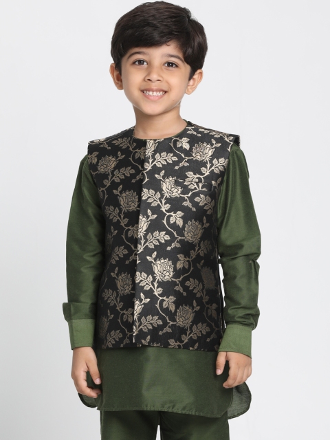 

JBN Creation Boys Black & Grey Woven Design Nehru Jacket