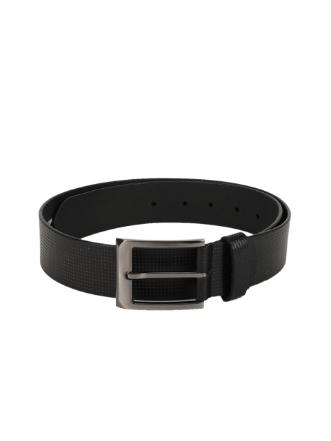 

Peter England Men Black Textured Leather Belt