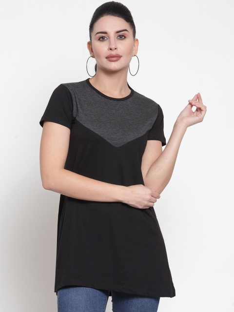 

Kalt Black & Charcoal Grey Colourblocked Tunic