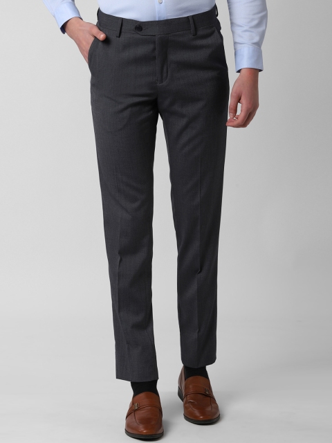 

Peter England Men Grey Slim Fit Printed Formal Trousers