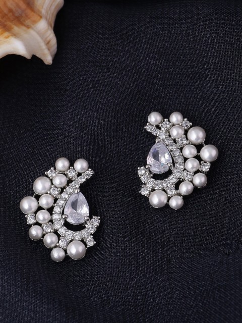 

Voylla Silver-Plated & White Handcrafted Classic Studs