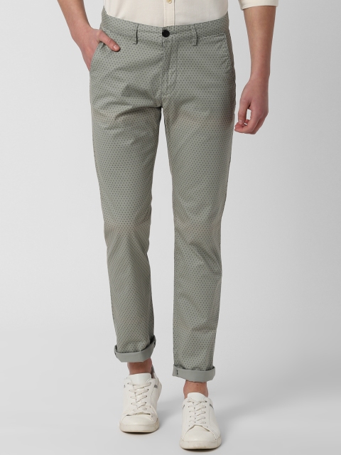 

Peter England Casuals Men Grey & Black Slim Fit Printed Regular Trousers