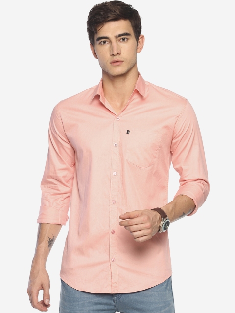 

LEVIZO Men Peach-Coloured Premium Regular Fit Solid Casual Shirt