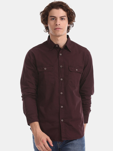 

Aeropostale Men Brown Regular Fit Solid Casual Shirt