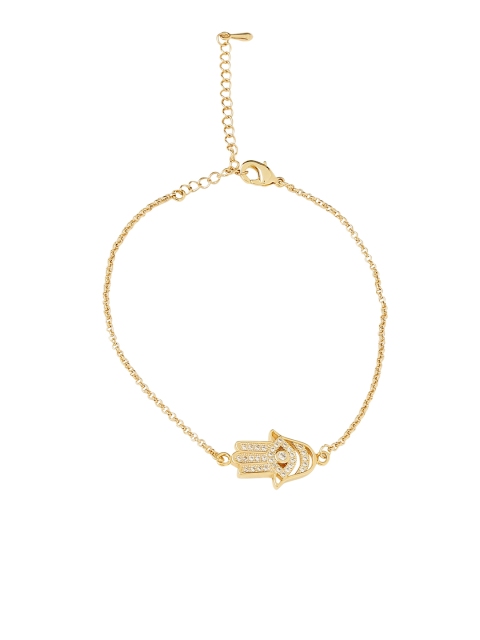 

Moon Dust Gold-Plated Embellished Evil Eye & Hamsa Design Charm Bracelet