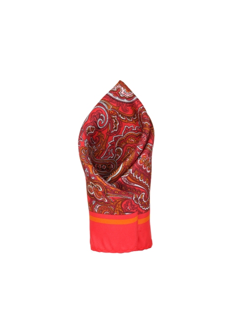 

Alvaro Castagnino Men Red & White Printed Silk Pocket Square