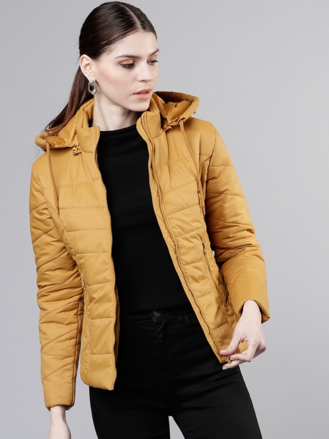 

Tokyo Talkies Women Mustard Yellow Solid Puffer Jacket