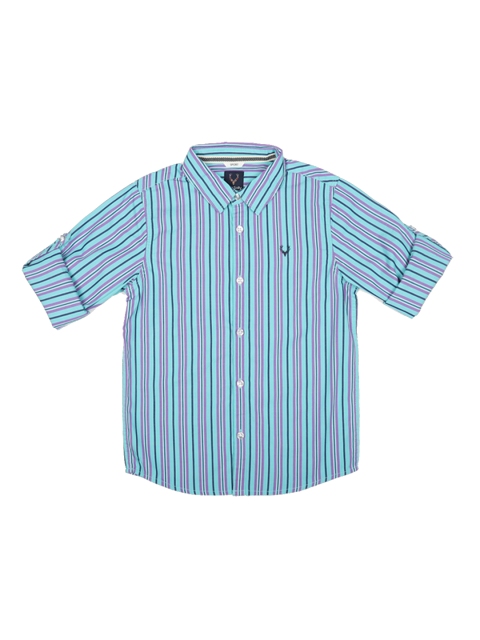 

Allen Solly Junior Boys Blue & Purple Regular Fit Striped Casual Shirt