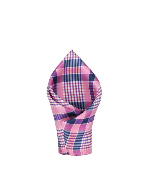 

Alvaro Castagnino Men Pink & Teal Blue Checked Silk Pocket Square