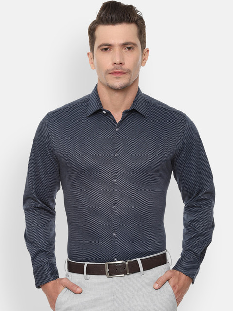 

Van Heusen Men Navy Blue Slim Fit Printed Formal Shirt