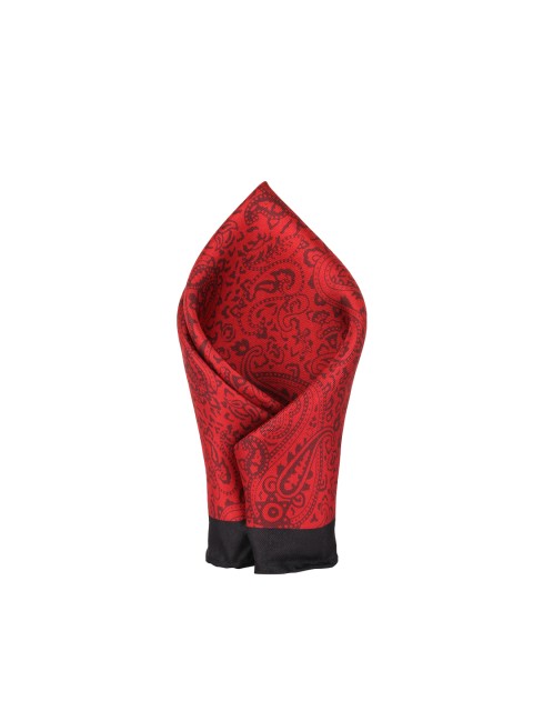 

Alvaro Castagnino Men Red & Black Paisley Printed Silk Pocket Square