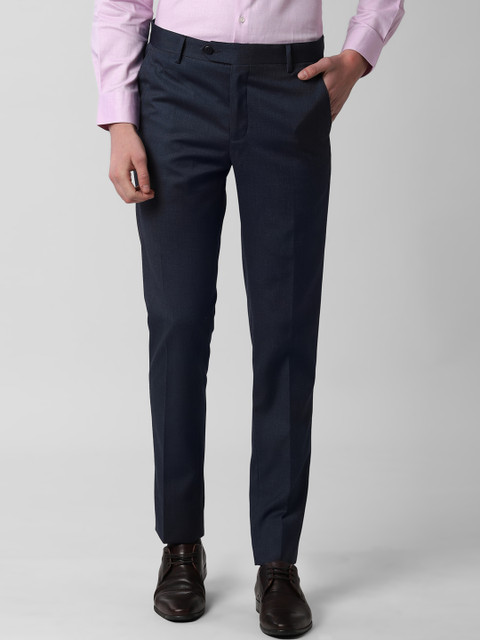 

Peter England Men Navy Blue Slim Fit Solid Formal Trousers