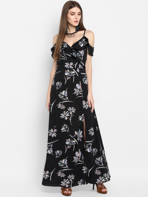 

TRENDY DIVVA Women Black Printed Maxi Dress