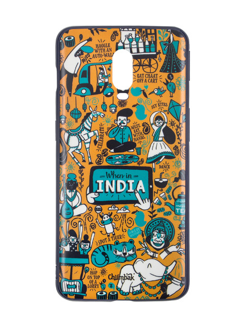 

Chumbak When In India Yellow & Blue Printed OnePlus 6T Case