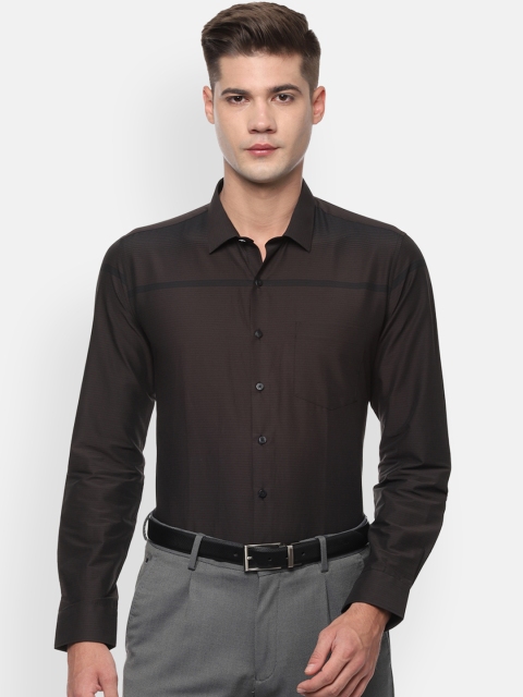 

Van Heusen Men Brown & Grey Slim Fit Solid Formal Shirt