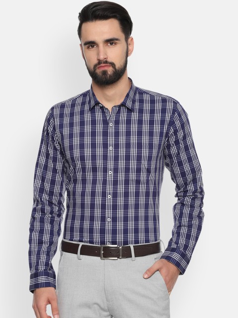 

Van Heusen Men Blue & White Checked Slim Fit Formal Shirt