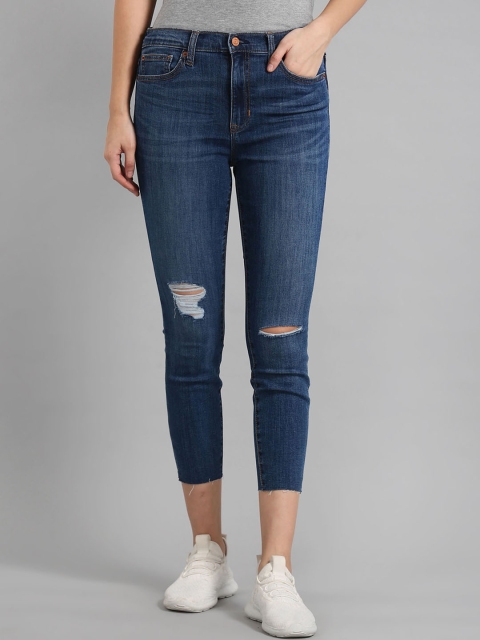 

GAP Women Blue Super Skinny Fit Mid-Rise Mildly Distressed Cropped Stretchable Jeans