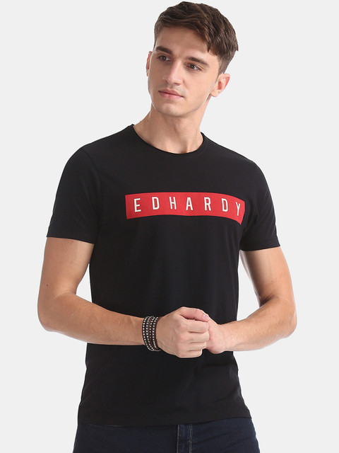 

Ed Hardy Men Black Printed Slim Fit Round Neck Pure Cotton T-shirt