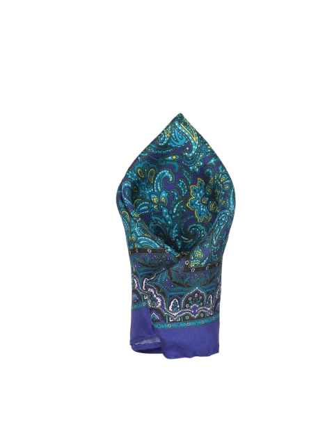 

Alvaro Castagnino Men Purple & Turquoise Blue Printed Silk Pocket Square