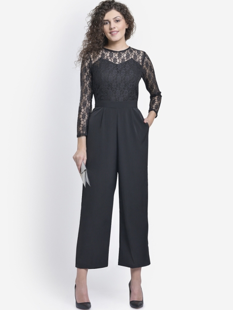 

Martini Women Black Self Design Basic Jumpsuit