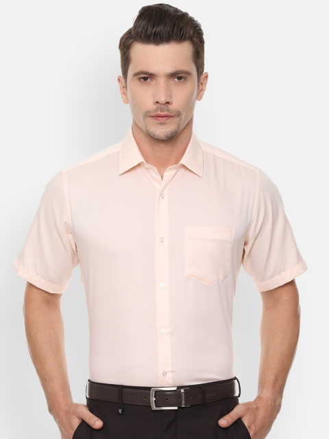 

Van Heusen Men Peach-Coloured Regular Fit Solid Formal Shirt