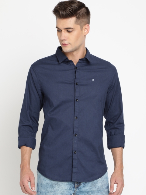 

TED HARBOR Men Navy Blue Slim Fit Solid Casual Shirt