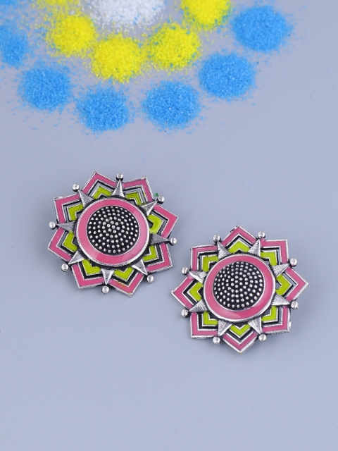 Voylla Silver-Plated Oxidised Star Shaped Studs