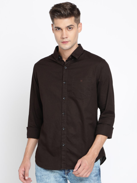 

TED HARBOR Men Brown Slim Fit Solid Casual Shirt