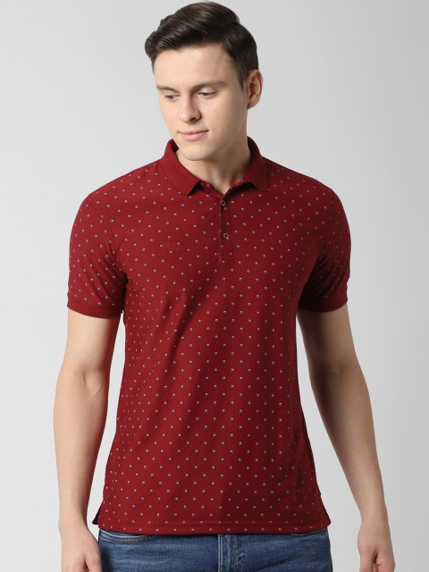 

Peter England Casuals Men Red & White Printed Polo Collar T-shirt