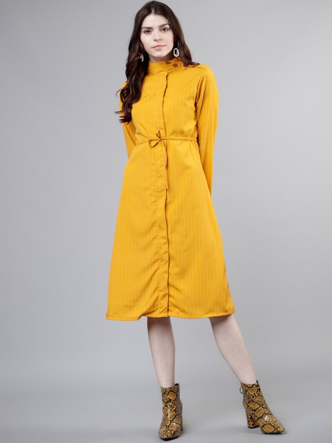 

Tokyo Talkies Women Mustard Yellow Solid Shirt Dress