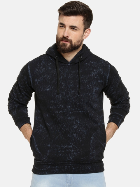 

Campus Sutra Men Black Solid Hooded Sweatshirt