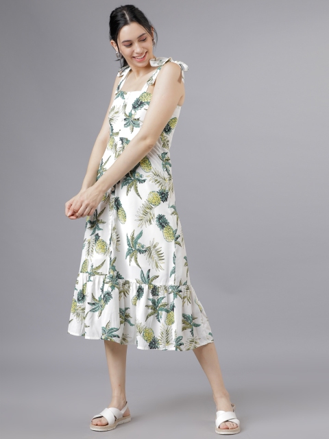 

Tokyo Talkies Women Printed White A-Line Dress