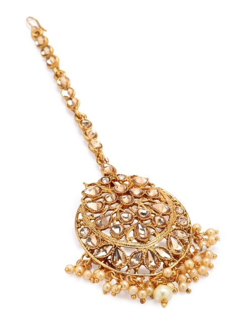 

Rubans Gold-Plated Pearl Studded Maang Tikka
