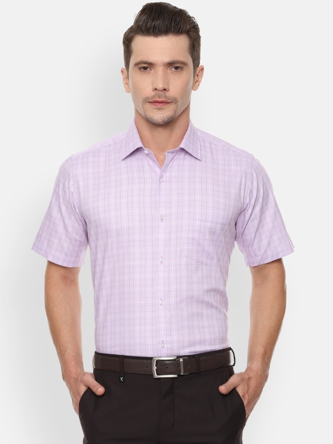 

Van Heusen Men Lavender & White Checked Regular Fit Formal Shirt
