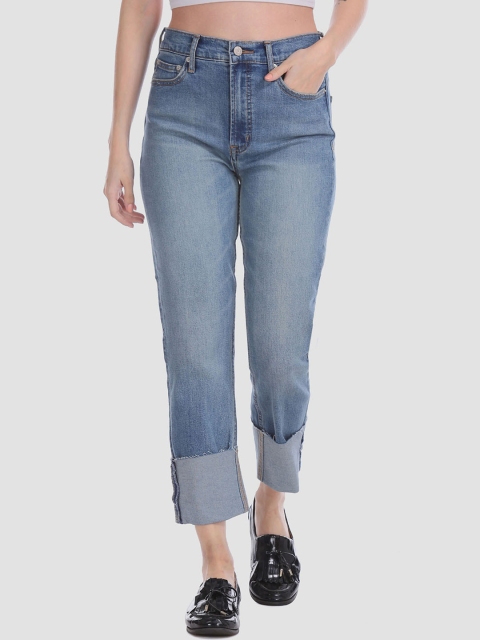 

GAP Women Blue Straight Fit High-Rise Clean Look Cropped Stretchable Jeans