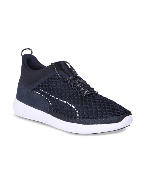 

PUMA Motorsport Unisex Navy Blue Woven Design Mesh Mid-Top BMW MS Speed Cat netFIT Sneakers
